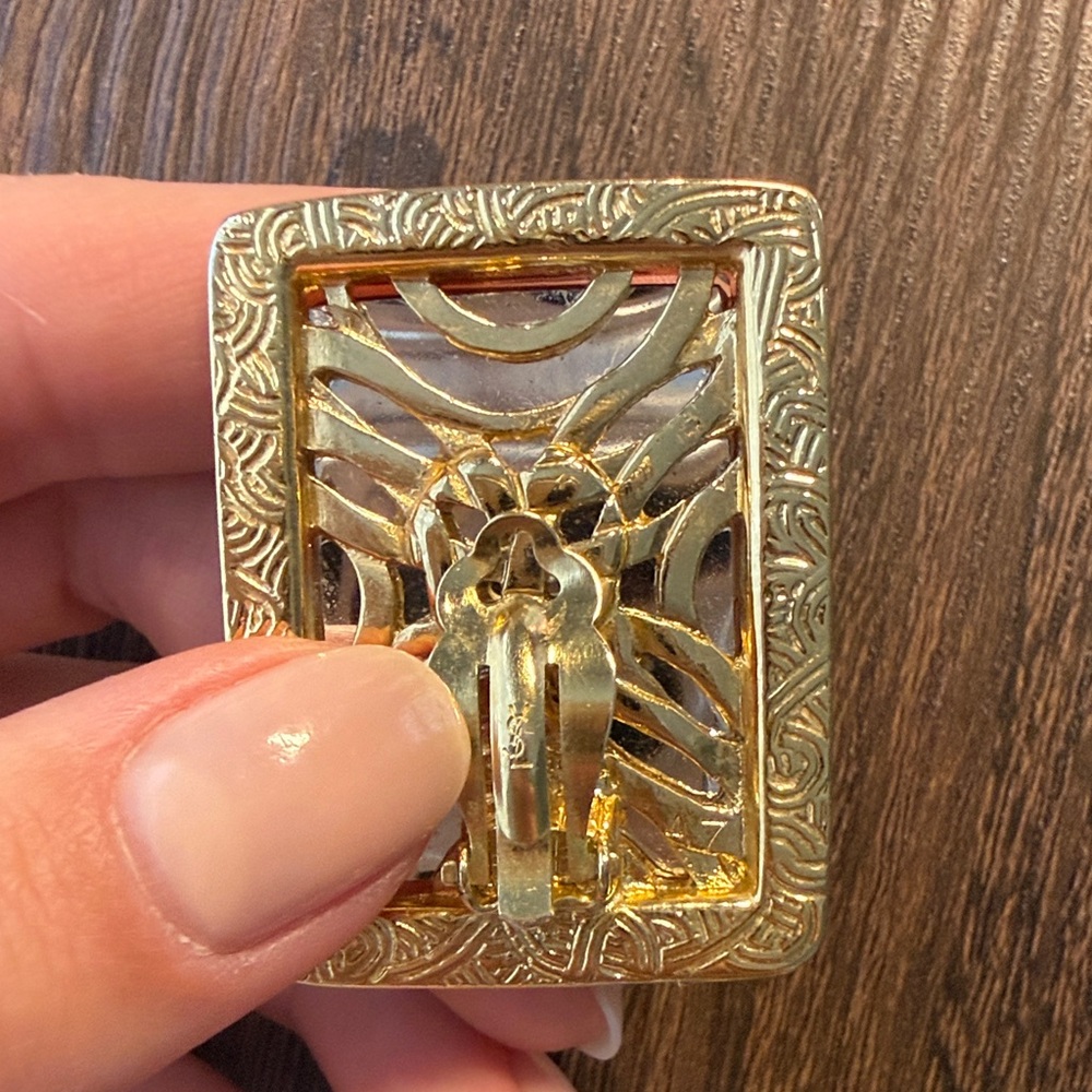 Yves Saint Laurent Cabochon Rectangular Earrings - image 8